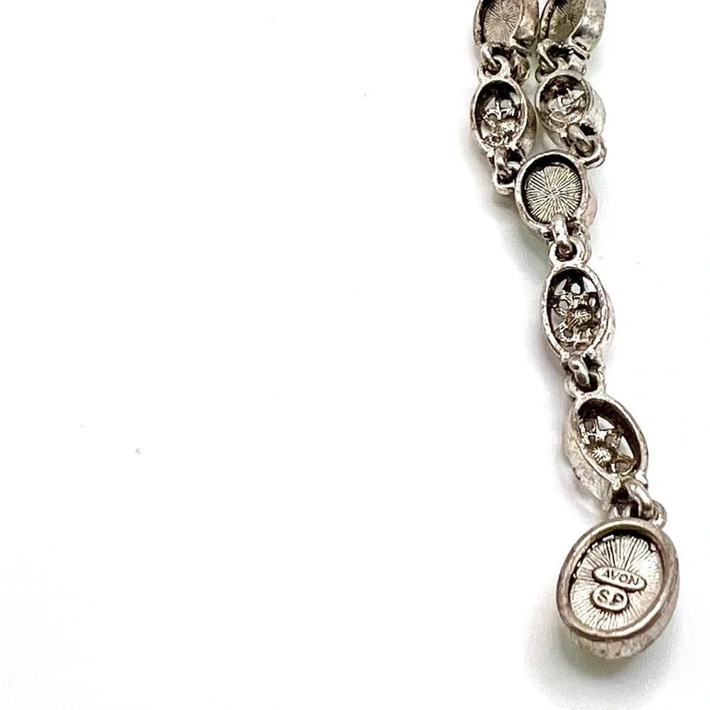 Vintage Avon Silver Tone and Green Stone Necklace - Picture 6 of 6